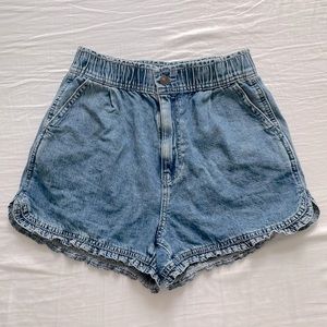 Ruffled Denim Shorts